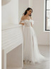 Off Shoulder Ivory Lace Sparkly Tulle Gorgeous Wedding Dress